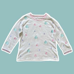 VTG ~ 1990s ~ J Marco ~ Big Polka Dot White Sweater ~ Tulle Details ~ Size M